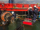 SWS-500 with GPS antenna on deck before the survey. Source is connected to HV power cable, wounded on an automatic winch