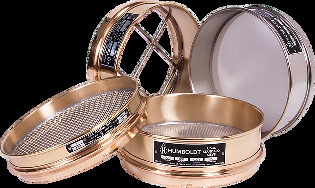 Sieve, 8'' Dia, No.100 (150),Half height, Brass Frame, BrassMesh