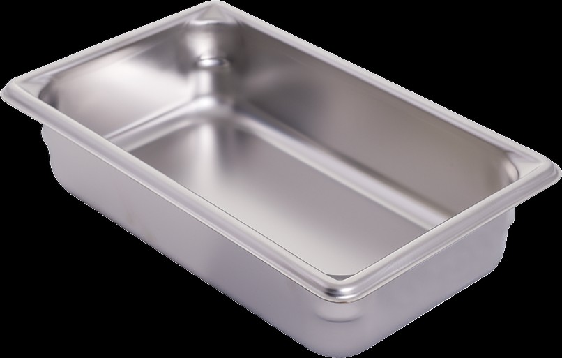 Bandeja rectangular, acero inoxidable, 10-3/8'' X 6-3/8'' X 2-1/2'' (264 mm X 162 mm X 64 mm) | H-3969