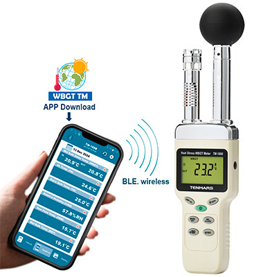 Tenmars TM-188B estrés térmico WBGT METER BLE. inalámbrico