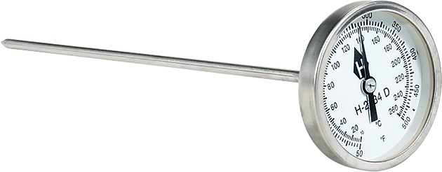 Termómetro, Esfera, Escala Doble, Vástago Largo de 8'', 50 a 500°F/0 a 260°C | H-2634D