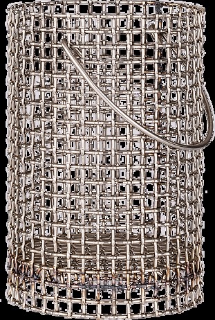 Cesta de drenaje, malla n.º 8, 4,25" de diámetro x 5,5" de alto con faldón de 1" | H-3357