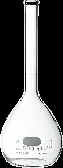 Matraz aforado, capacidad de 500 ml, con tapón | H-3395