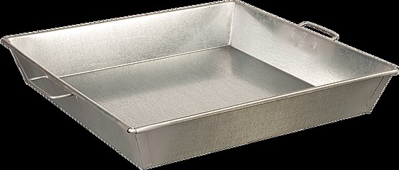 Bandeja, lado cónico, galvanizada con asas abatibles, 36 x 36 x 3 de profundidad | H-3728