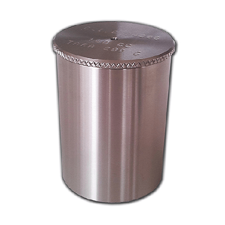 Picnometro de acero inoxidable, mod. P/100, capacidad 100 cc, tara 200 g. Peso neto kg. 0,8.