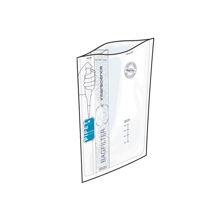BagFilter Pipet es una bolsa de 400 mL con filtro no-tejido. Ideal para pre-enriquecimiento de patógenos, sin riesgo de contaminación cruzada. Variantes: [111710] BagFilterPipet