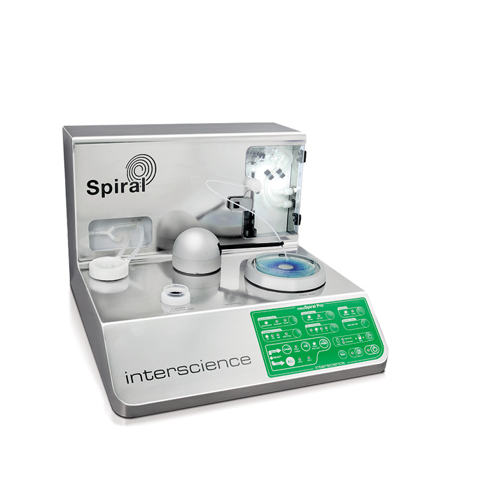 easySpiral es un sembrador automático en placas de Petri. Permite sembrar la muestra en la placa de Petri, sin dilución previa. Variantes: [412000easySpiralSembradorautom] easySpiral