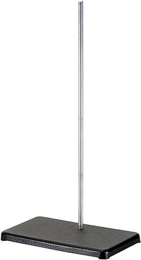 Lab Support Stands  Cast iron base with steel rod centered at the back of the base.