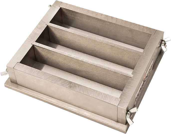 Molde de 3 unidades, 40 x 40 x 160 mm (1,6 x 1,6 x 6,3")