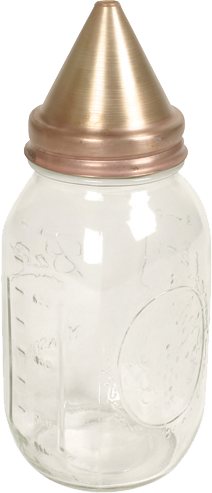 Tapa de picnómetro y frasco de vidrio