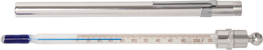 Termómetro, tipo bolsillo, 5" de largo, 0 a 220 °F, 2° división, sin mercurio
