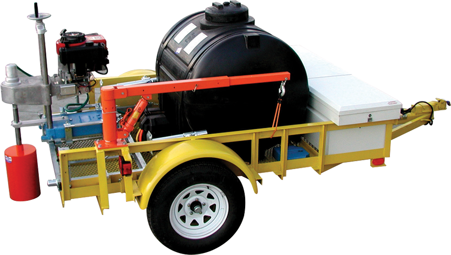 Taladro sacanúcleos, montaje en remolque, capacidad de barrena