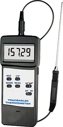 Termómetro, RTD Platinum, trazable -58 a +752 F (-50 a +400 C)