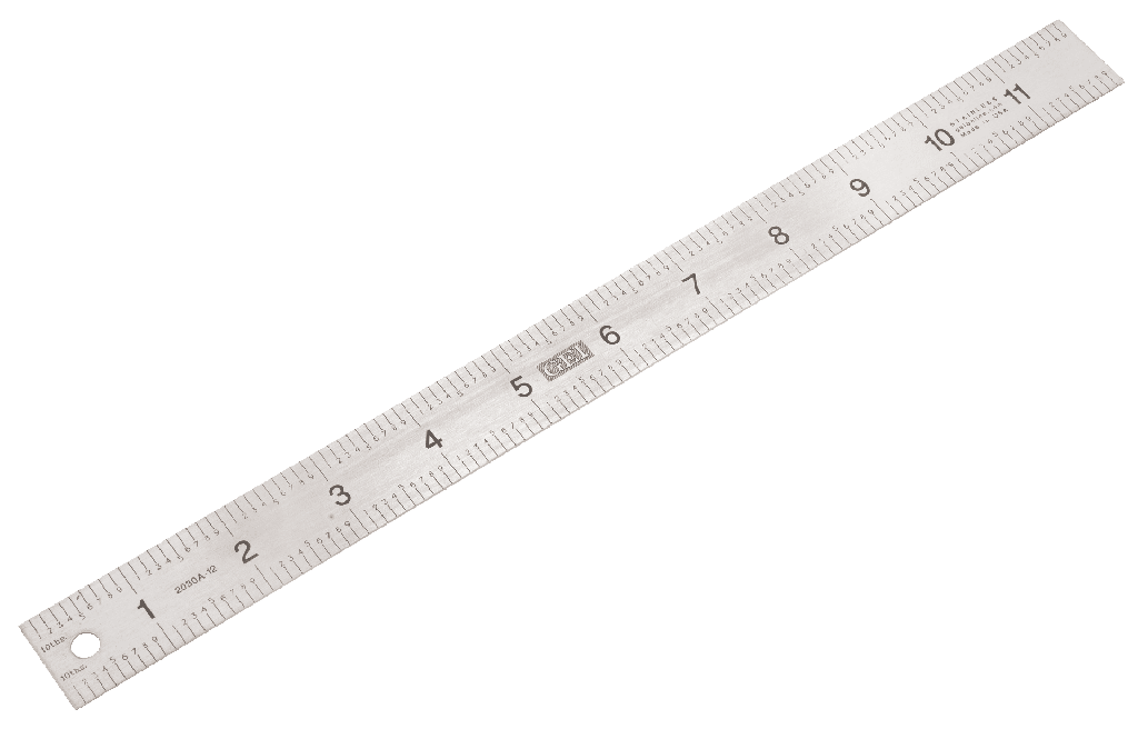 Regla de acero inoxidable de 12 pulgadas, graduaciones de 0,1 pulgadas