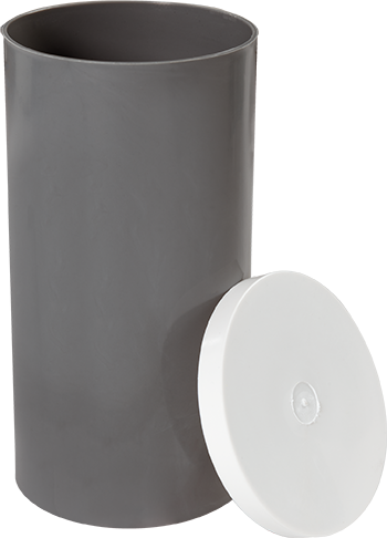 Moldes cilíndricos de plástico desechables con tapa de plástico a presión, 51 x 102 mm (2" x 4"), caja de 84 unidades.