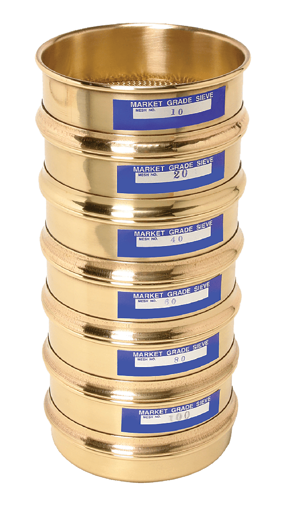 Juego de tamices para análisis de suelos, placa perforada de 5" de diámetro