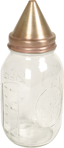 Parte superior del picnómetro y frasco de vidrio