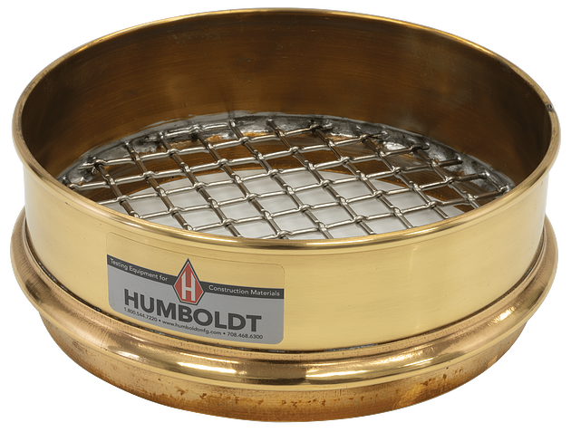 Tamiz de marco de latón, 200 mm de diámetro, malla de 14000 µm, altura completa