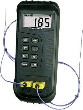 Termometro de 2 canales, ajustable por el usuario y con trazabilidad