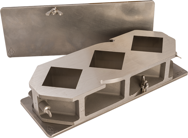 Molde cúbico, 3 unidades de acero inoxidable diagonal con placa superior