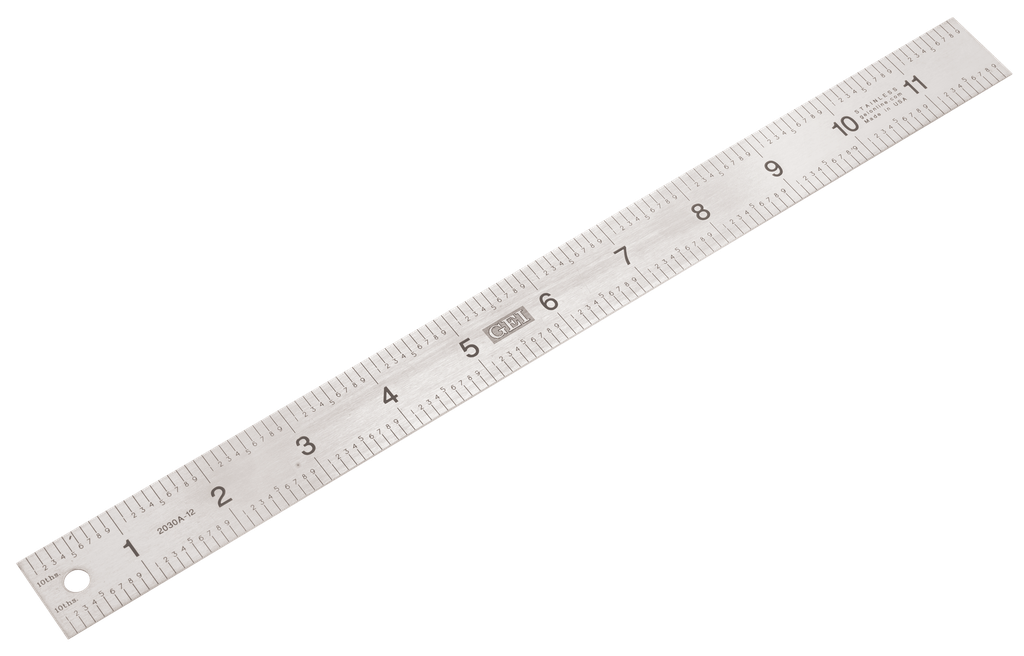 Regla de acero inoxidable de 12 pulgadas, graduaciones de 0,1 pulgadas