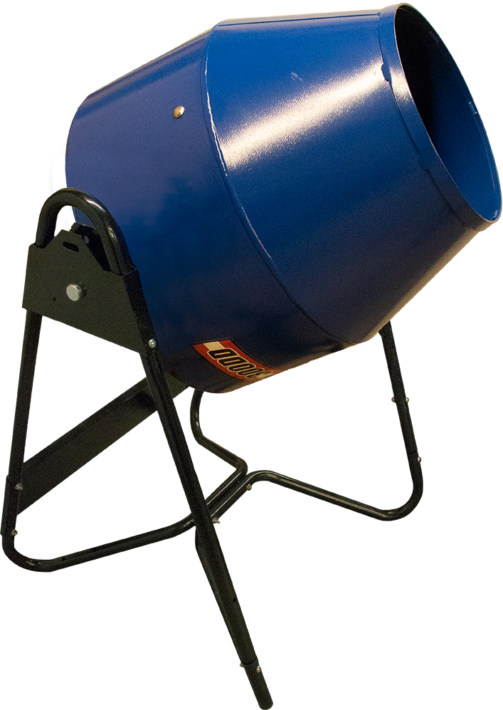 Mezclador utilitario con capacidad de 5,5 pies cúbicos. Pie. Tambor de acero, motor de 1/2 HP