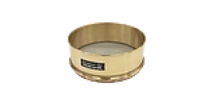 Tamiz, 12'' de diámetro, No.200 (75μ), 4'' de profundidad, marco de latón, malla inoxidable con tela de respaldo