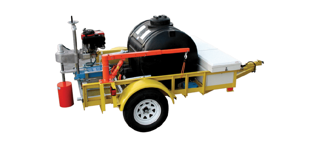 Perforadora de nucleos, montada en remolque, capacidad de barrena