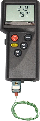 Termómetro, Termopar, 2 canales (Tipo K) Trazable a NIST