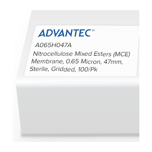 [S_A065H047A] Membrana de ésteres mixtos de nitrocelulosa (MCE) Advantec 0 65 micras 47 mm estéril cuadriculada paquete de 100 - S_A065H047A