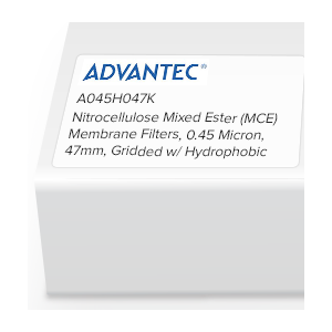 [S_A045H047K] Filtros de membrana de ésteres mixtos de nitrocelulosa (MCE) Advantec 0 45 micrones 47 mm cuadriculados con borde hidrofóbico estériles sin almohadilla 100/paquete - S_A045H047K
