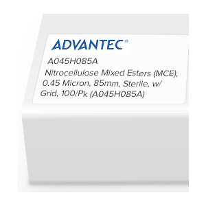 [S_A045H085A] Ésteres mixtos de nitrocelulosa (MCE) Advantec 0 45 micras 85 mm estériles con rejilla paquete de 100 - S_A045H085A