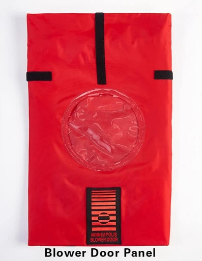 [ACCSNYLP] Panel de Nylon Rojo 1 Agujero para Blower Door™. Panel estándar para pruebas de hermeticidad. Características Tiras de Velcro para asegurar el panel al exterior del marco del Blower Door. Cordón elástico cosido en la apertura del ventilador para un ajuste ceñido alrededor del ventilador Modelo 3 o 4. Especificaciones Técnicas Detalles técnicos del Panel de 1 Agujero. Tejido Nylon Recubierto de Alta Resistencia Dimensiones Acabado 46 pulg. x 105 pulg. (Ancho x Alto) Dimensiones Útiles 40 pulg. x 97 pulg. (Ancho x Alto) Peso 1.8 lbs (aprox. 0.8 kg) Incluye (1) Panel rojo de un solo agujero con apertura para ventilador Blower Door. Variantes: [ACCSNYLP] Panel de Nylon Rojo 1 Agujero para Blower DoorTM