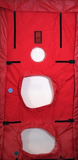 [ACCSNYLP2H] Panel ancho de nylon rojo para Minneapolis Blower Door™ con 2 agujeros para ventiladores (Modelo 3 o 4). Para marcos comerciales (hasta 49"x97"). Fabricante: The Energy Conservatory (TEC). Características Dos aperturas para montar dos ventiladores Modelo 3 o 4 en un solo marco. Anchura extendida para ajustarse a nuestros marcos comerciales Blower Door. Tiras de Velcro para asegurar el panel al exterior del marco. Cordón elástico cosido en las aperturas para un ajuste ceñido alrededor de los ventiladores. Tejido de nylon duradero tratado para reducir el flujo de aire. Especificaciones Técnicas Detalles técnicos del Panel de 2 Agujeros. Tejido Nylon Recubierto de Alta Resistencia Dimensiones Acabado 53 pulg. x 104 pulg. (Ancho x Alto) Dimensiones Útiles 49 pulg. x 97 pulg. (Ancho x Alto) Peso 2.2 lbs (aprox. 1 kg) Descargas Manual Blower Door (PDF) Incluye (1) Panel rojo de dos agujeros con aperturas para ventiladores Blower Door. Variantes: [ACCSNYLP2H] Panel de Nylon Rojo 2 Agujeros para Blower DoorTM