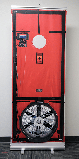 [TSABDROLLUP] Banner Grafico Enrollable Blower Door de Un Ventilador