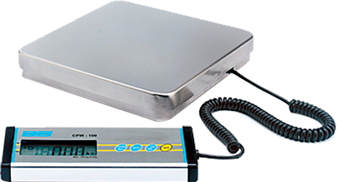 Báscula portátil Adam CPWplus, 150 kg / 330 lb x 0,05 kg / 0,1 lb - 220 V 50/60 Hz (5A.4F – 7.4F)