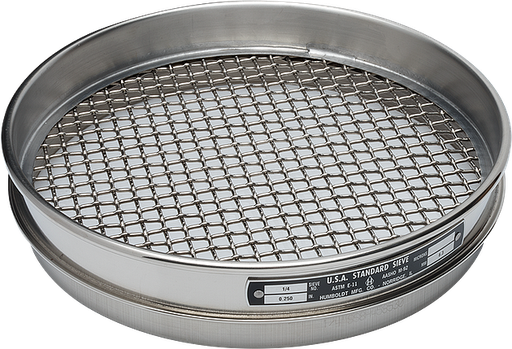 [H-3910CSS1.060] Tamiz estándar de 8" de diámetro, con marco de acero inoxidable de 1,06" (26,5 mm) y malla de acero inoxidable de 1" (25 mm) de altura media.