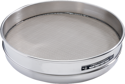 [H-3932FSS25] Tamiz estándar de 12" de diámetro, n.° 25 (710 µm), marco de acero inoxidable, malla de acero inoxidable, marco de media altura de 1,625" (41 mm).