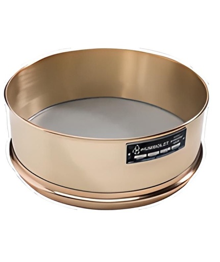 Tamiz, 12'' de diámetro, No.60 (250μ), 4'' de profundidad, marco de latón, malla inoxidable