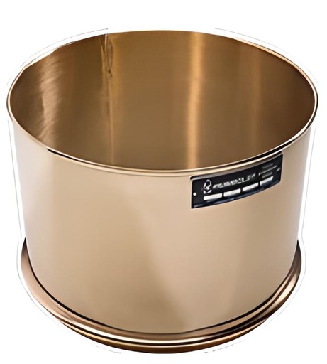 Tamiz Estándar, 12" Diám., Malla de Acero Inoxidable, Marco de Bronce de 3" (75mm)